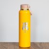 termos-s-mechka-bez-drama Yellow 500ml metal thermos with laser-engraved bear design, dishwasher-safe.