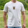 Front view of white organic cotton hiking t-shirt with Hiking Is Always Dangerous print
