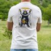 Back view of white organic cotton hiking t-shirt with bear and hiker graphic print
